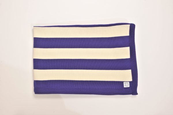 Purple and cream striped blanket