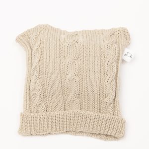 Latte coloured cable knit beanie