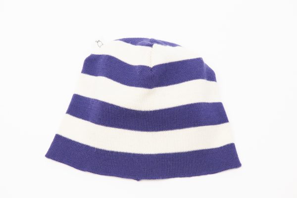 Merino Wool Purple and cream striped beanie