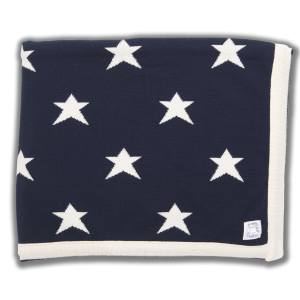Merino Wool Navy blanket with star pattern