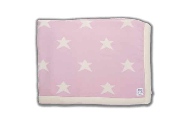 Merino Wool Pink blanket with star pattern