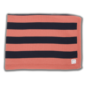 Salmon and navy striped blanket