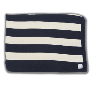 Merino Wool Navy and cream striped blanket