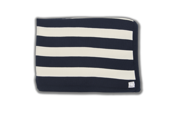 Navy and cream striped blanket