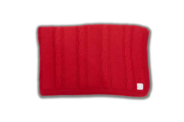 Merino Wool Red cable knit blanket