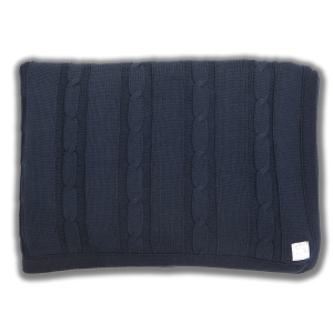 Merino Wool Navy cable knit blanket