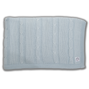 Merino Wool Ice blue cable knit blanket