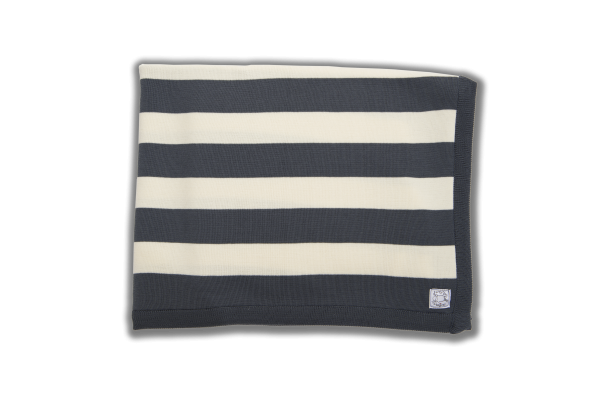 Navy and cream striped blanket