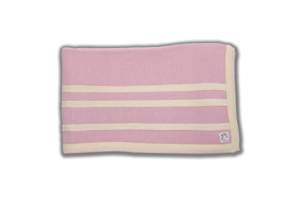 Merino Wool Pink blanket with stripes
