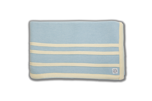 Merino Wool Blue blanket with stripes